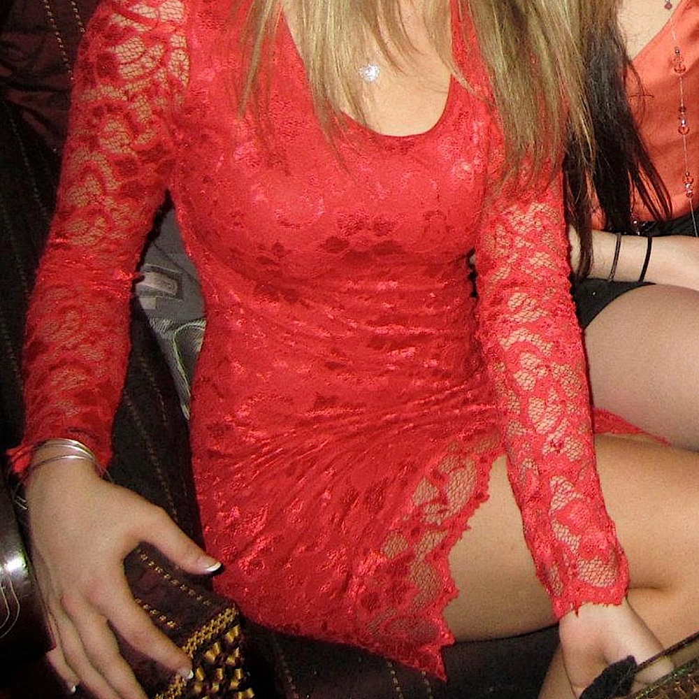 Red Lace Backless Dress